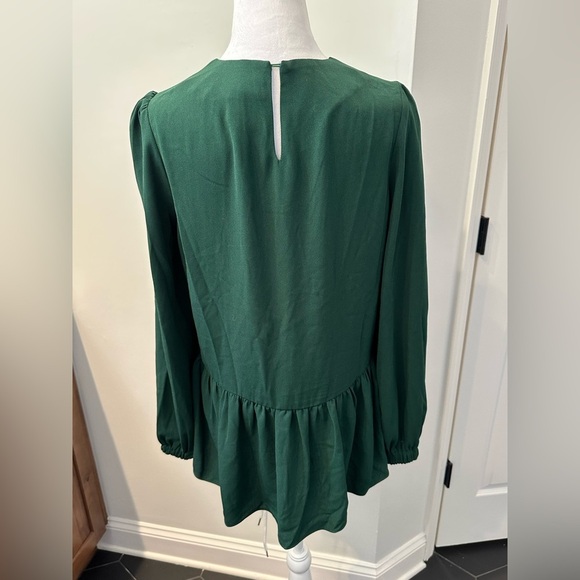 Pomander Place Tuckernuck Hunter Green Carlota Peplum Blouse XS - Picture 7 of 10